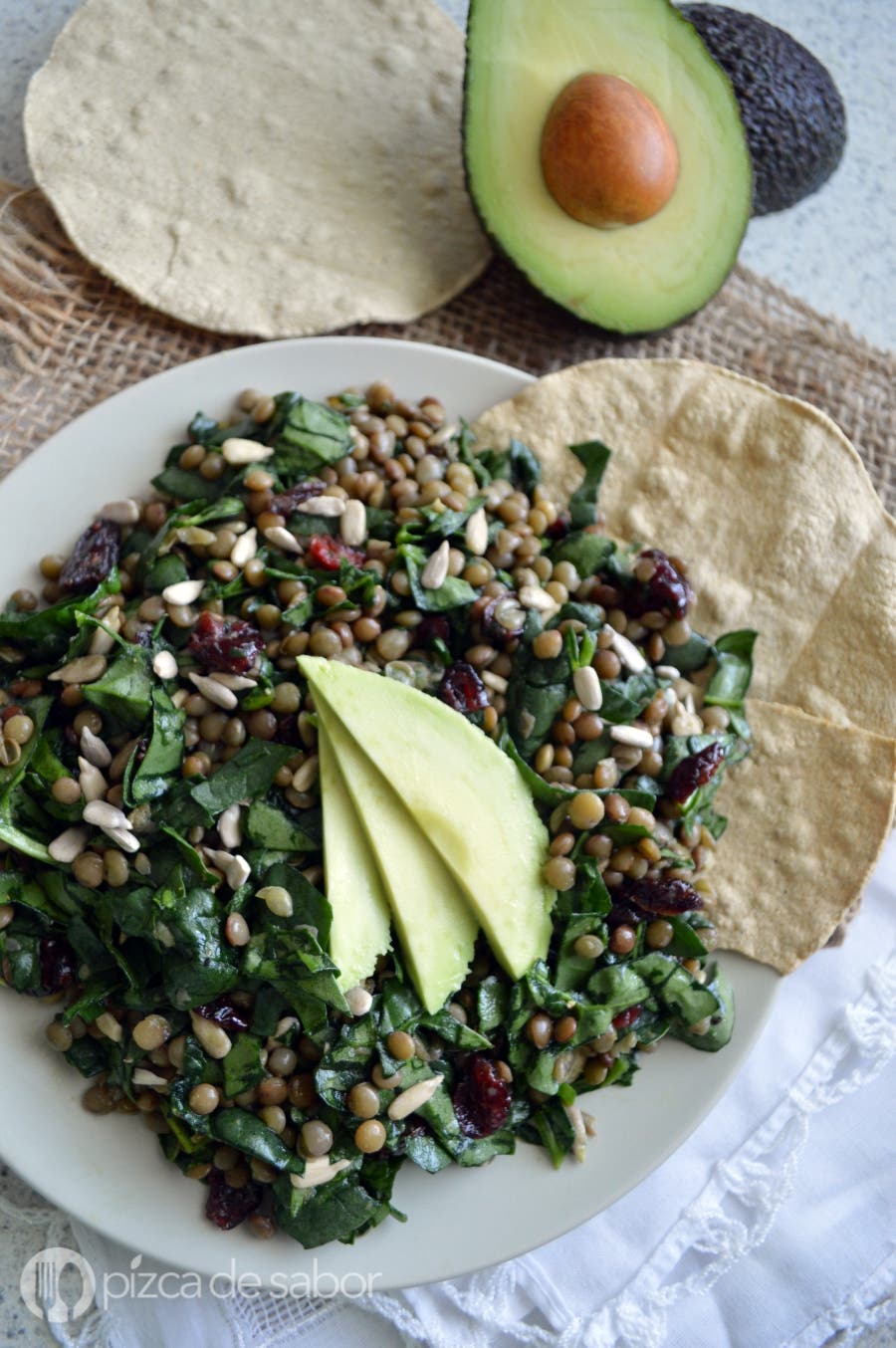 Čočkový salát se špenátem 21 Ensalada de lentejas con espinaca www.pizcadesabor.com